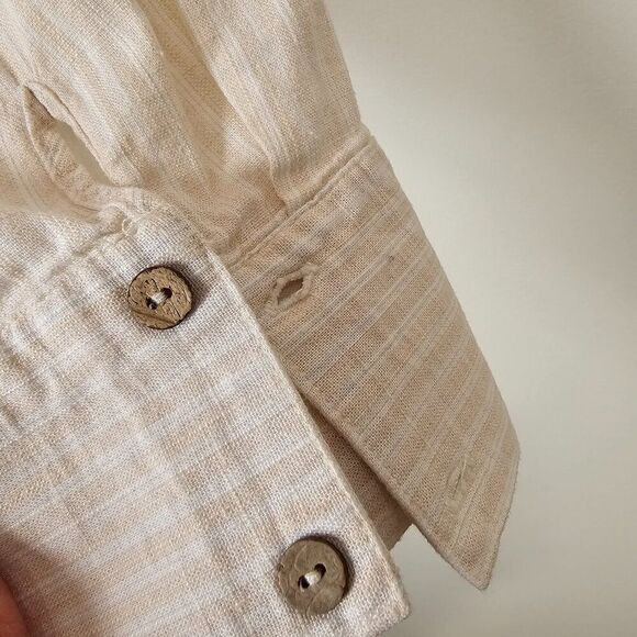 EUC BLU PEPPER PINSTRIPE LINEN BLEND BUTTON DOWN SHIRT TOP SIZE M - Picture 7 of 13